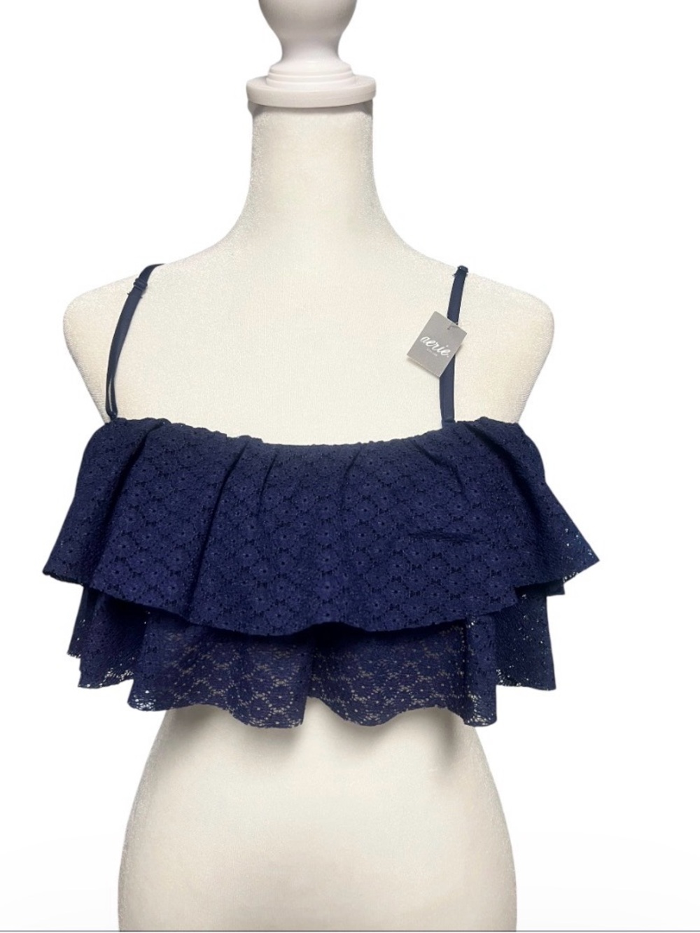 New Aerie Summer Festival Top Navy Lace Medium